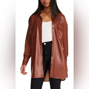 NWT BB Dakota by Steve Madden Laid Back Layers Faux Leather Shacket is a brown